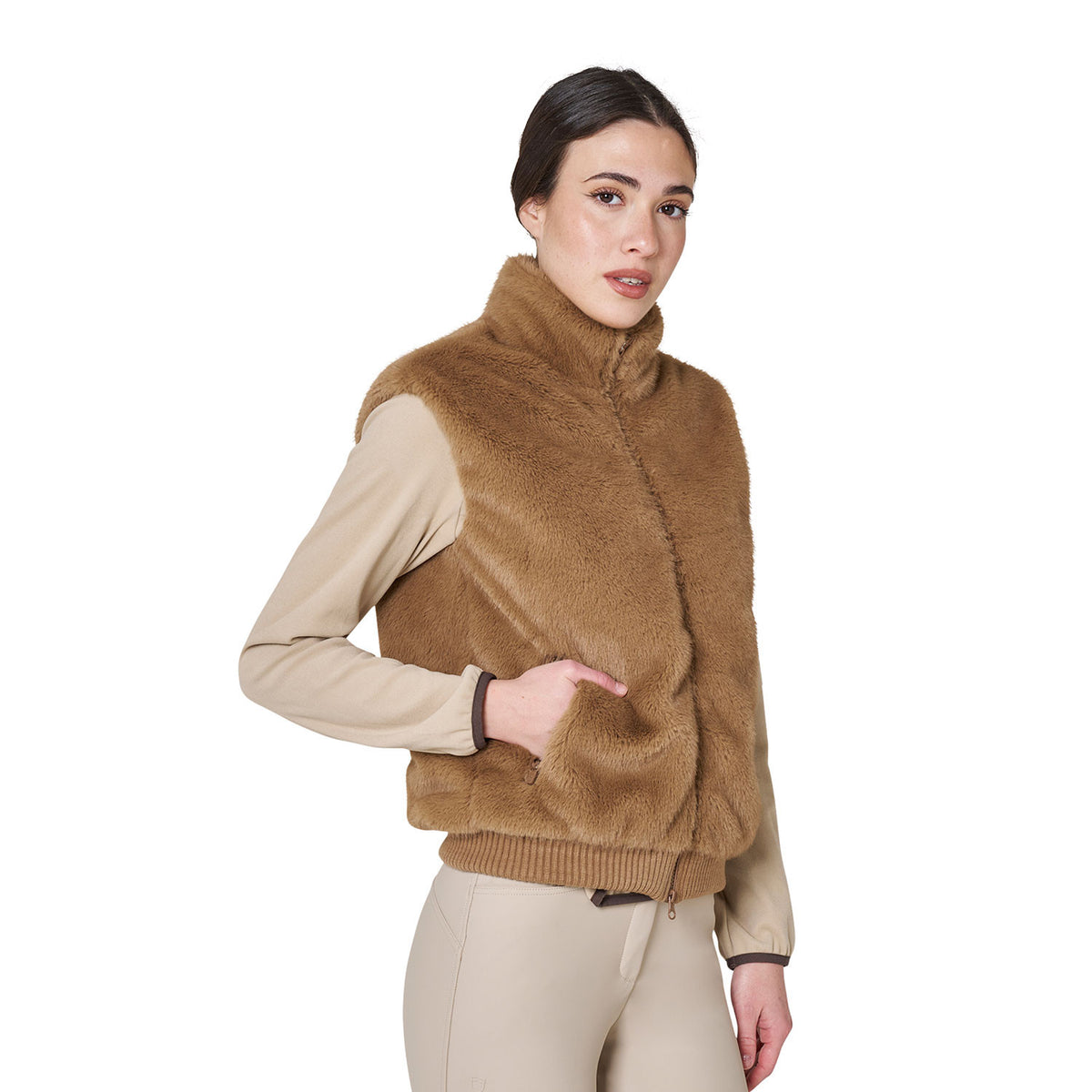 Equestro Women's faux fur vest