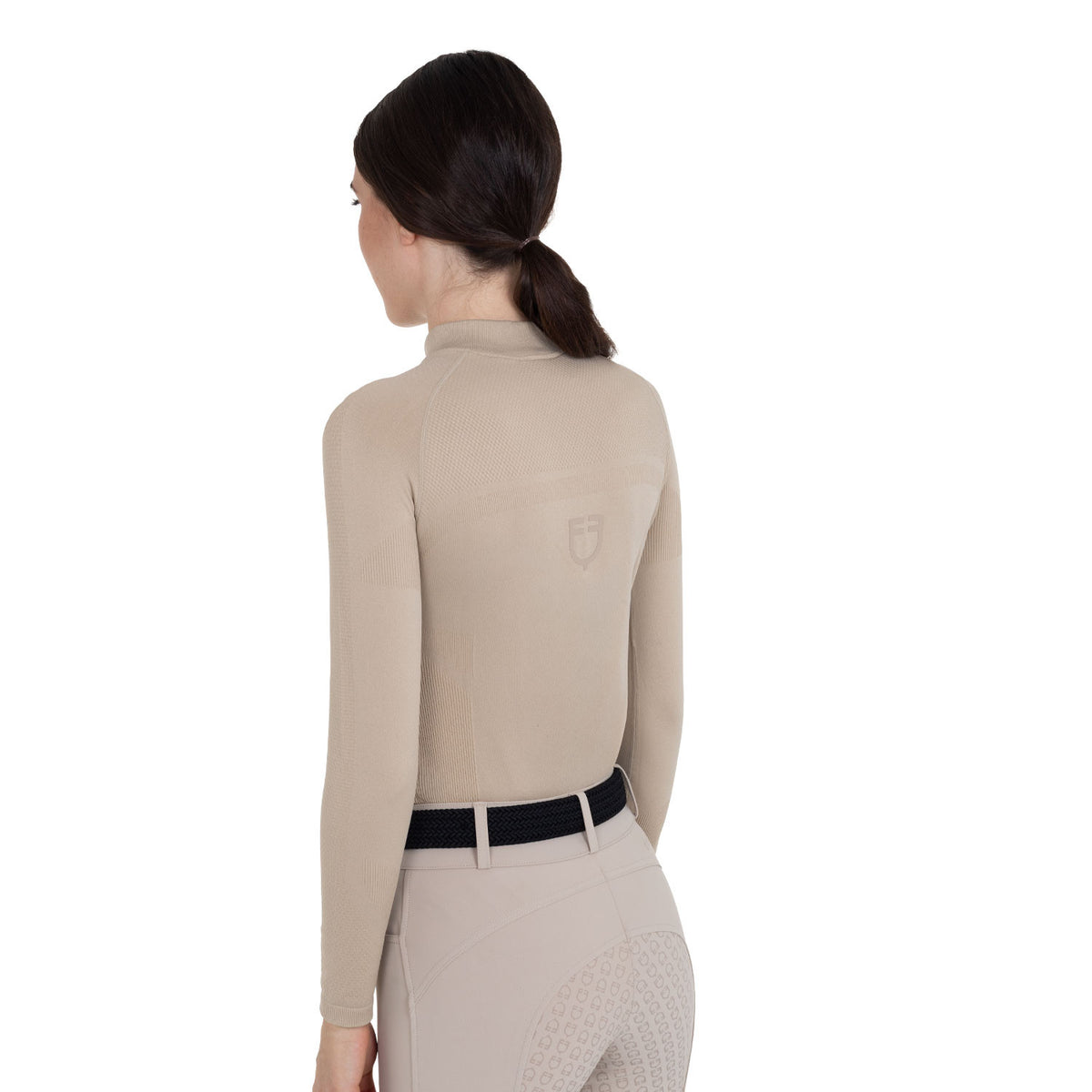 Equestro Women's training polo shirt in technical knit with zipper