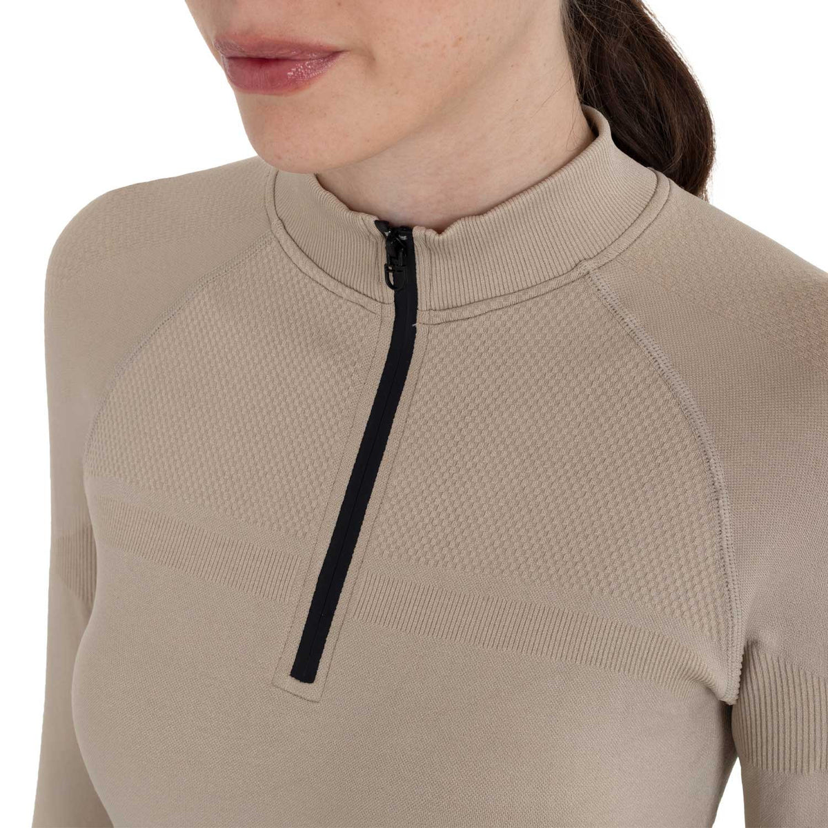 Equestro Women's training polo shirt in technical knit with zipper