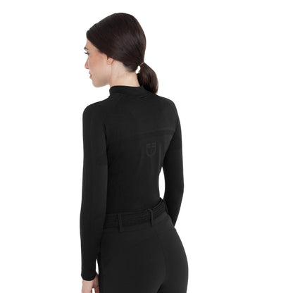 Equestro Women's training polo shirt in technical knit with zipper