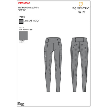 Equestro Women's high-waisted leggings with belt loops and rhinestones