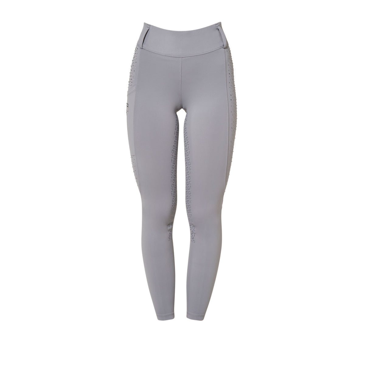 Equestro Women's high-waisted leggings with belt loops and rhinestones
