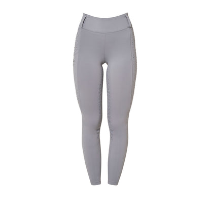 Equestro Women's high-waisted leggings with belt loops and rhinestones