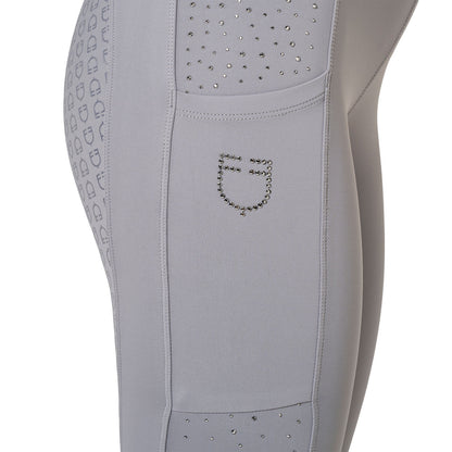 Equestro Women's high-waisted leggings with belt loops and rhinestones