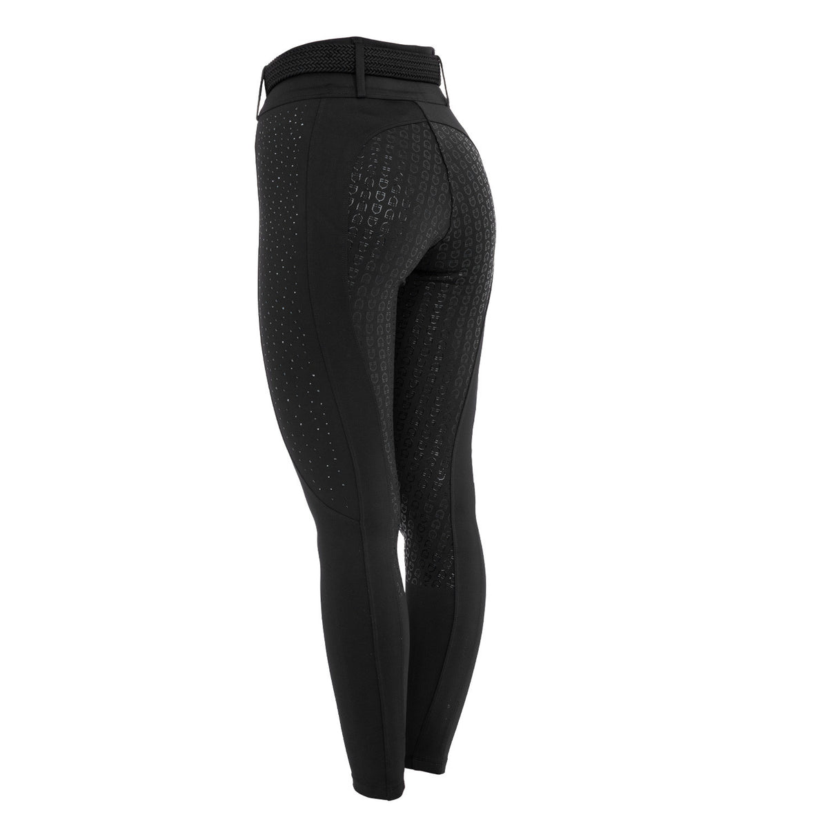 Equestro Women's high-waisted leggings with belt loops and rhinestones