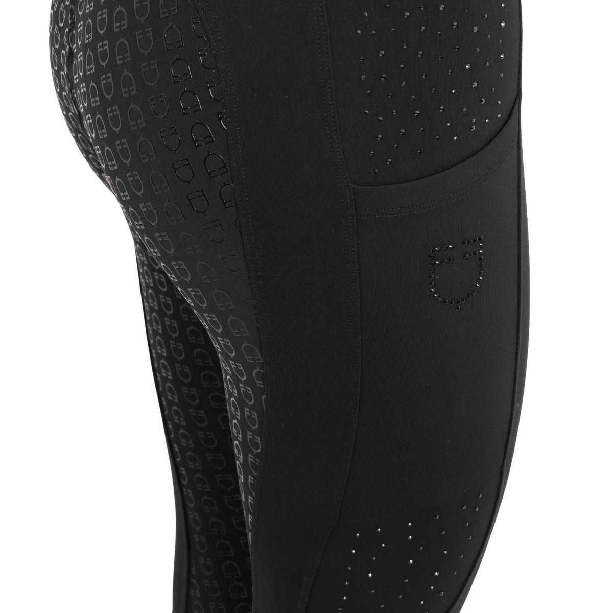 Equestro Women's high-waisted leggings with belt loops and rhinestones