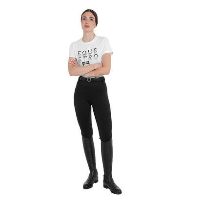 Equestro Women's high-waisted leggings with belt loops and rhinestones