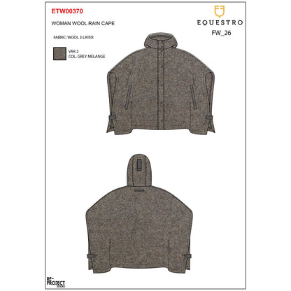 Equestro Women's rain-resistant cape in wool blend