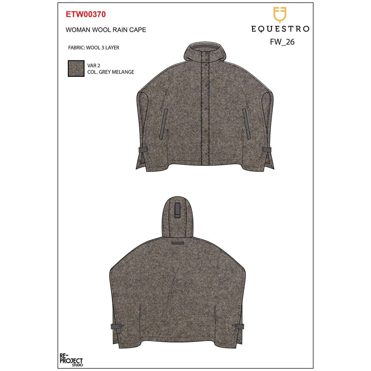 Equestro Women's rain-resistant cape in wool blend