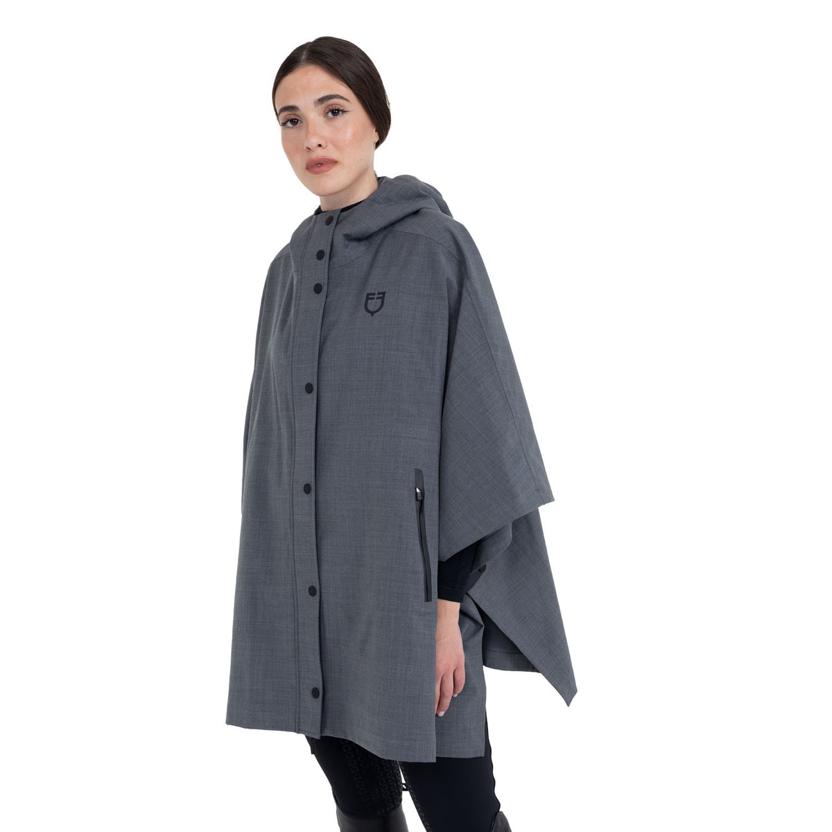 Equestro Women's rain-resistant cape in wool blend
