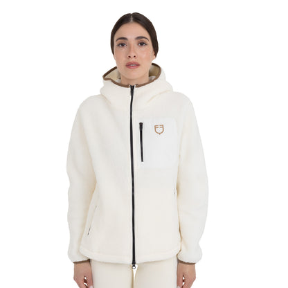 Equestro Women's teddy fleece hoodie with zip