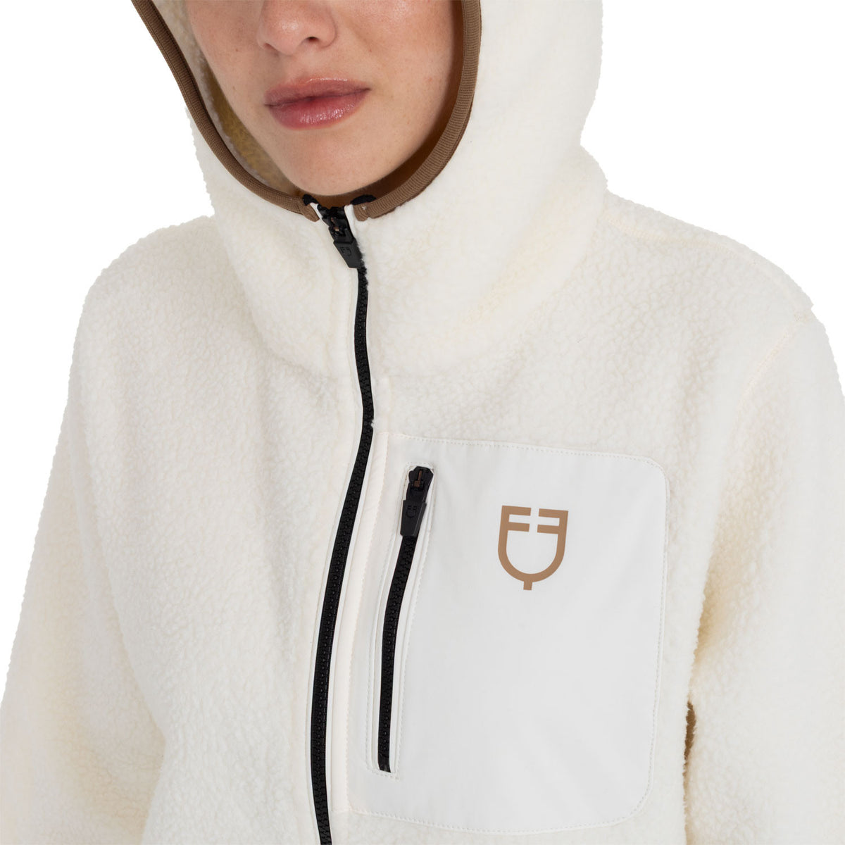 Equestro Women's teddy fleece hoodie with zip