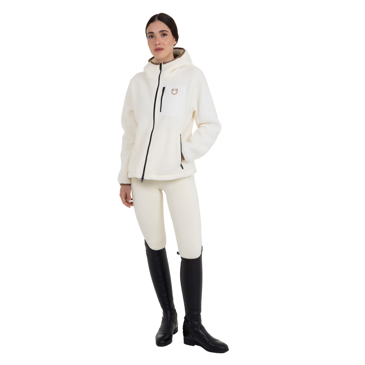 Equestro Women's teddy fleece hoodie with zip