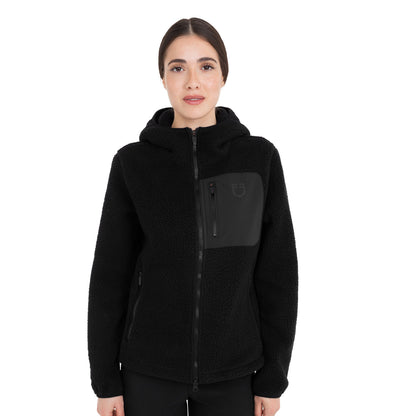 Equestro Women's teddy fleece hoodie with zip