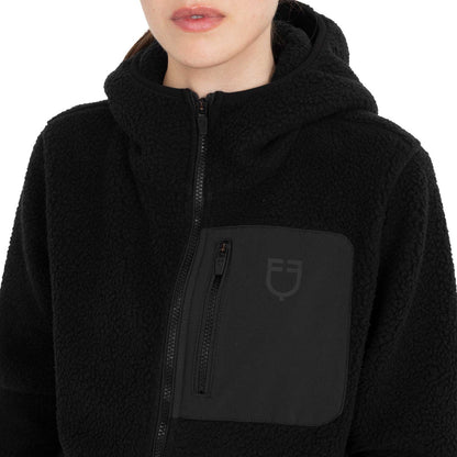 Equestro Women's teddy fleece hoodie with zip