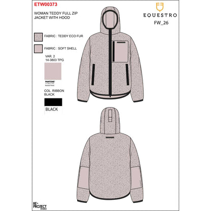 Equestro Women's teddy fleece hoodie with zip