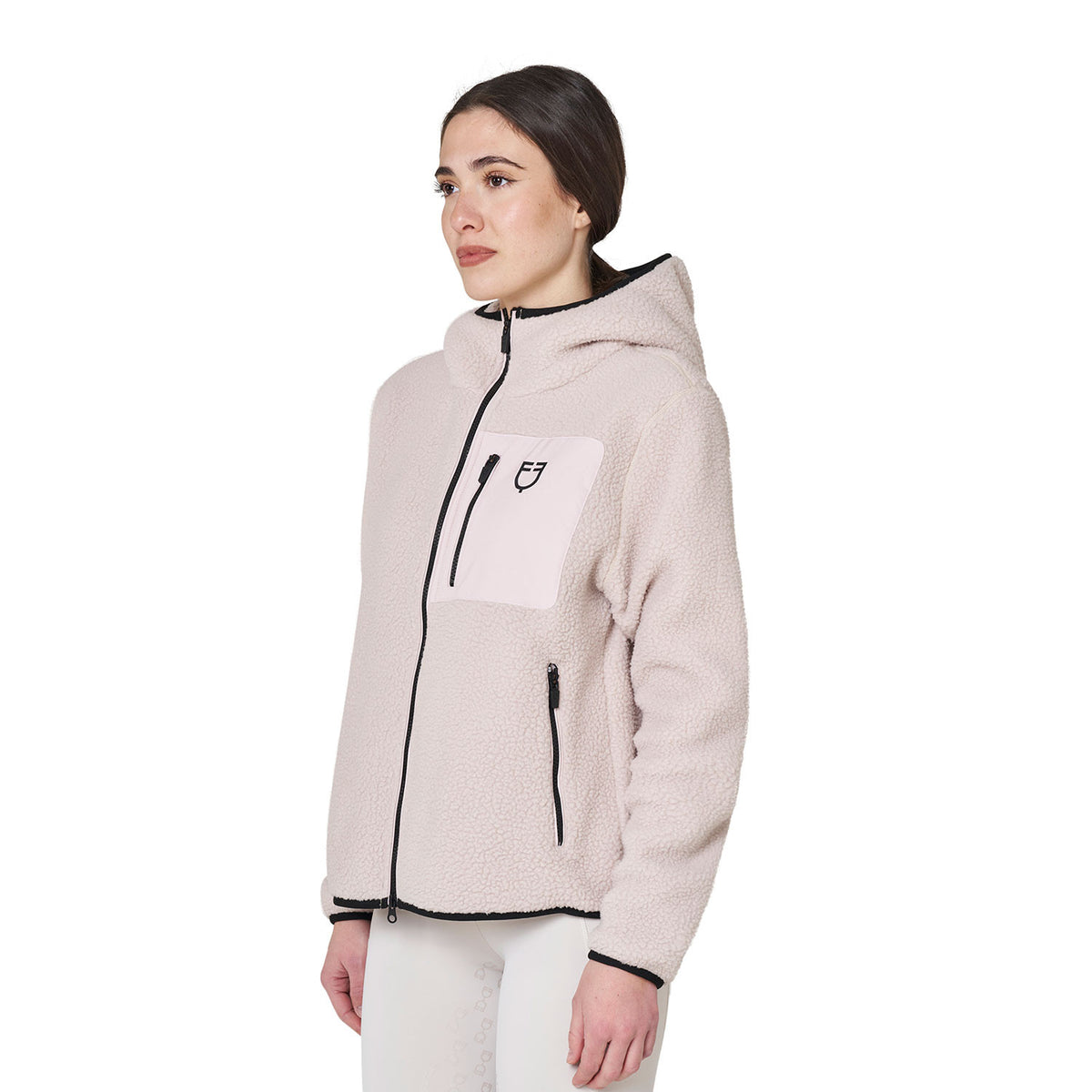 Equestro Women's teddy fleece hoodie with zip
