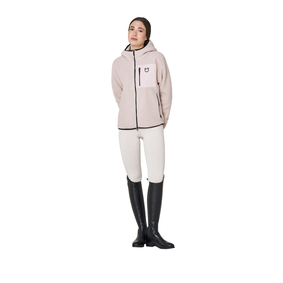 Equestro Women's teddy fleece hoodie with zip
