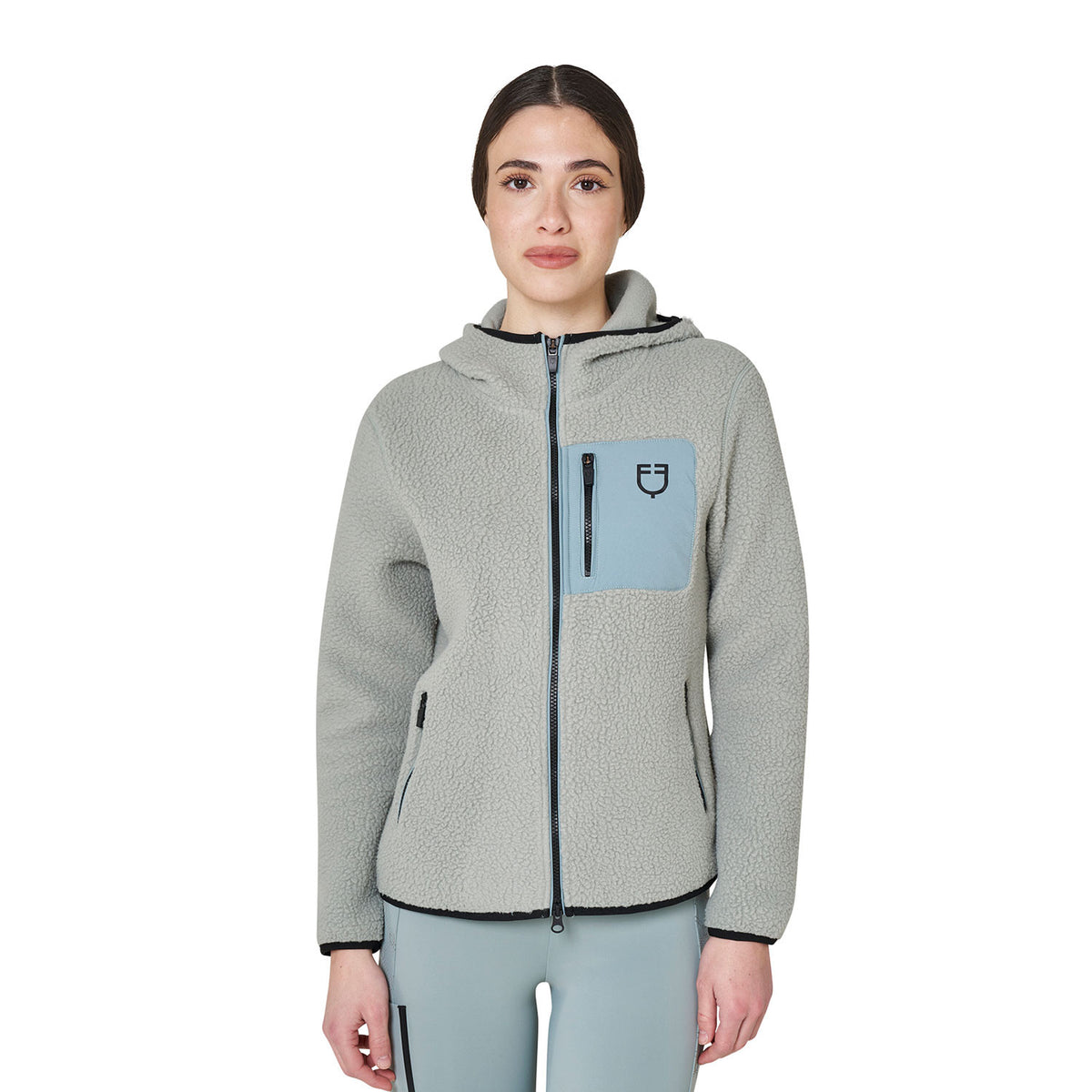Equestro Women's teddy fleece hoodie with zip
