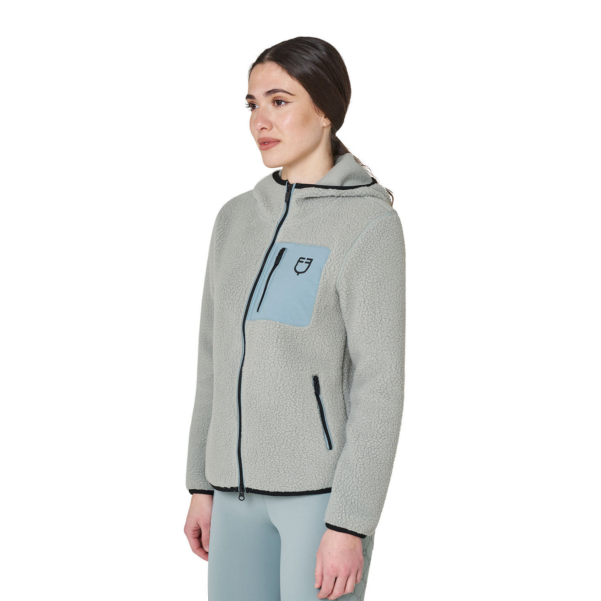 Equestro Women's teddy fleece hoodie with zip