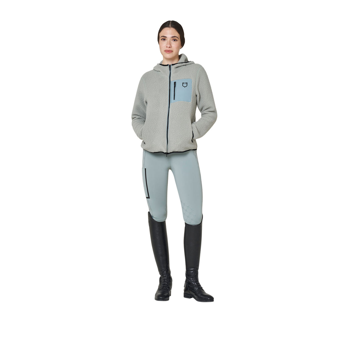 Equestro Women's teddy fleece hoodie with zip