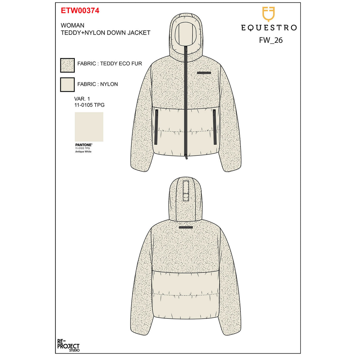Equestro Women's down jacket with teddy inserts