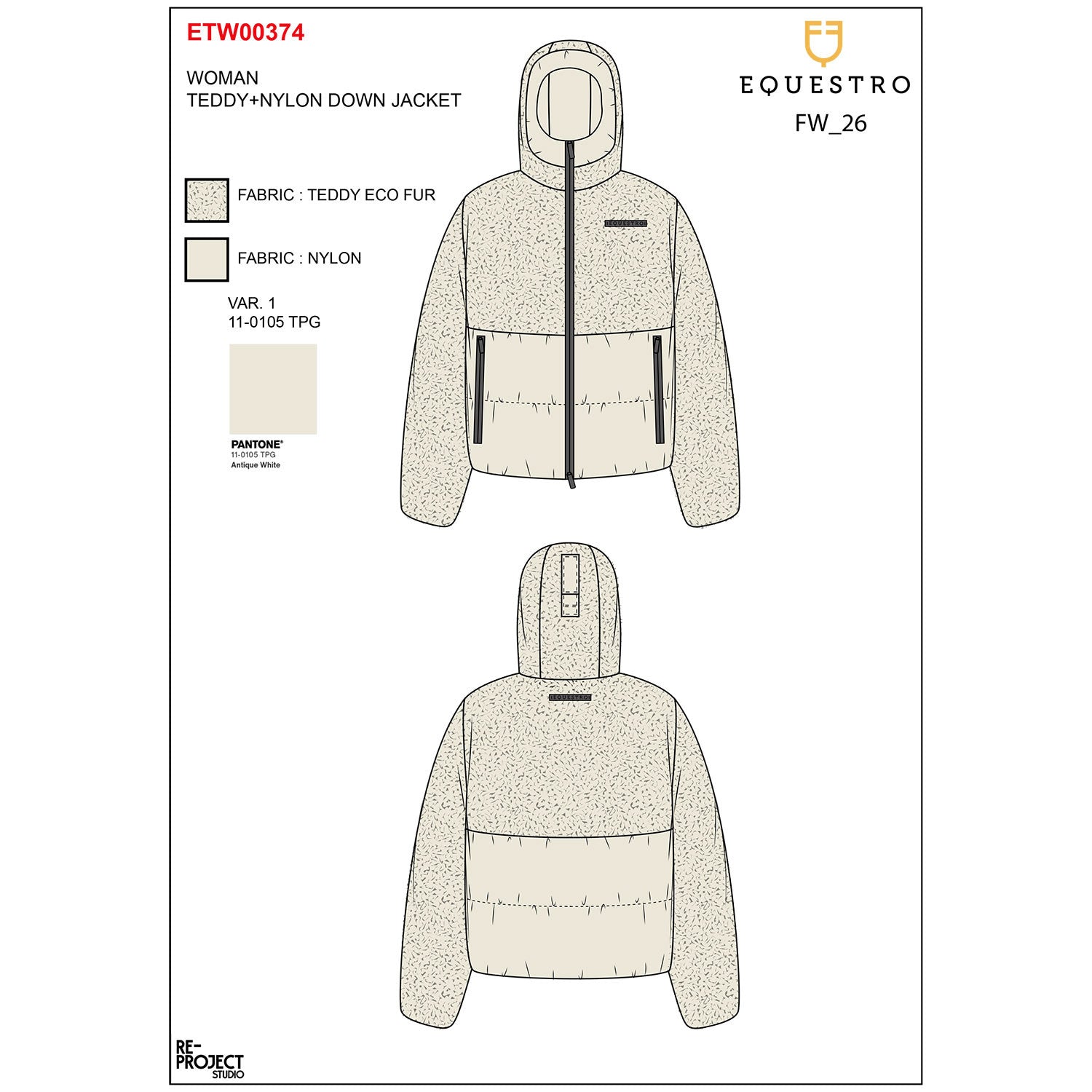 Equestro Women's down jacket with teddy inserts
