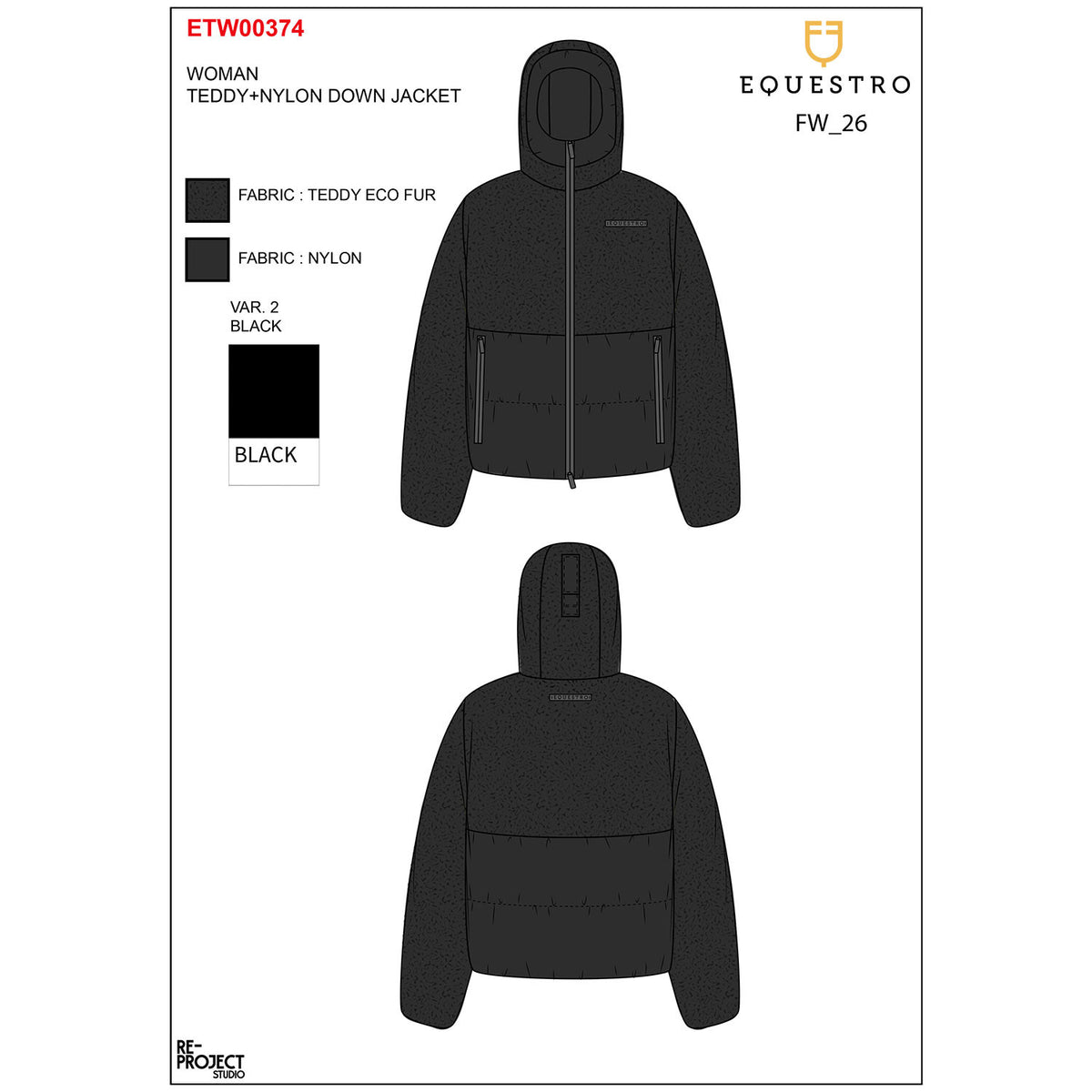 Equestro Women's down jacket with teddy inserts