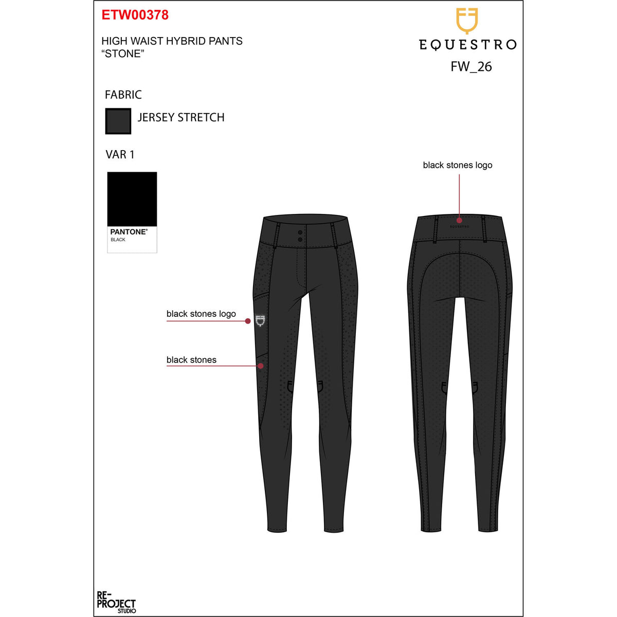 Equestro Women's high-waisted full grip breeches with rhinestones