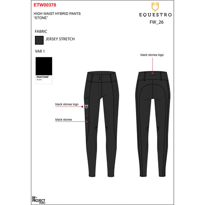 Equestro Women's high-waisted full grip breeches with rhinestones
