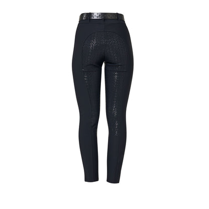 Equestro Women's high-waisted full grip breeches with rhinestones