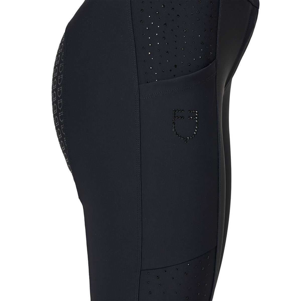 Equestro Women's high-waisted full grip breeches with rhinestones
