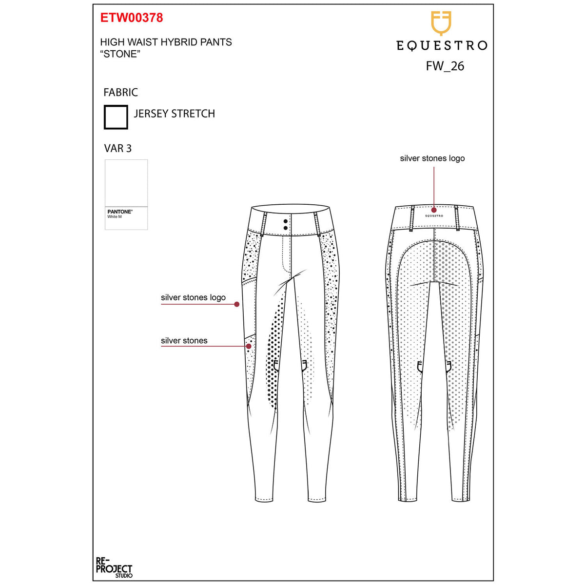 Equestro Women's high-waisted full grip breeches with rhinestones
