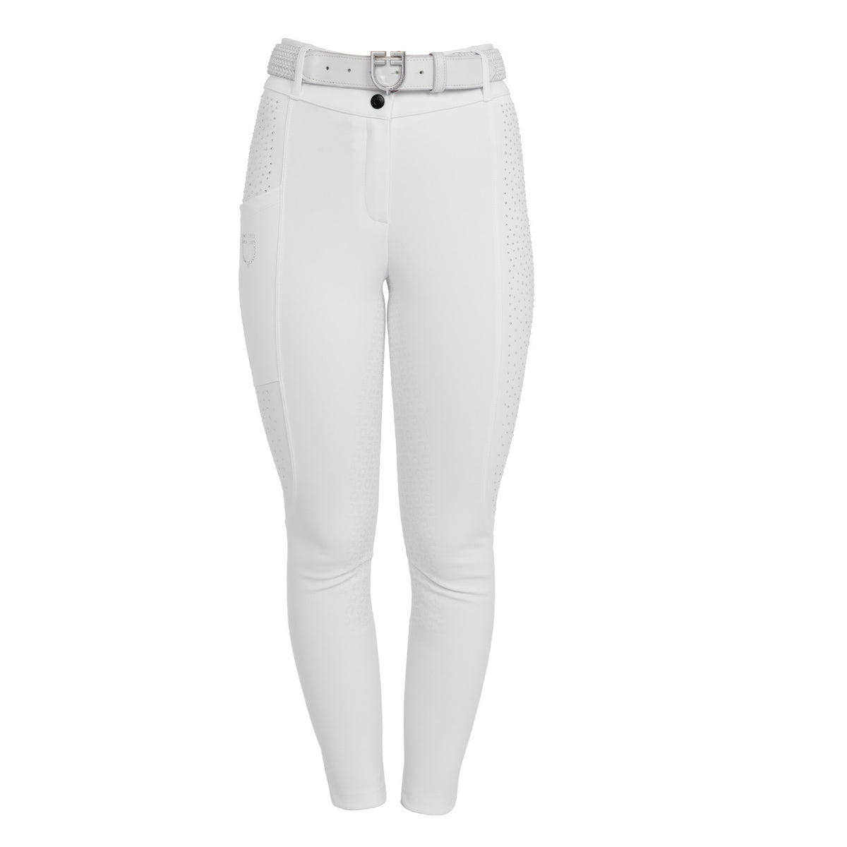 Equestro Women's high-waisted full grip breeches with rhinestones