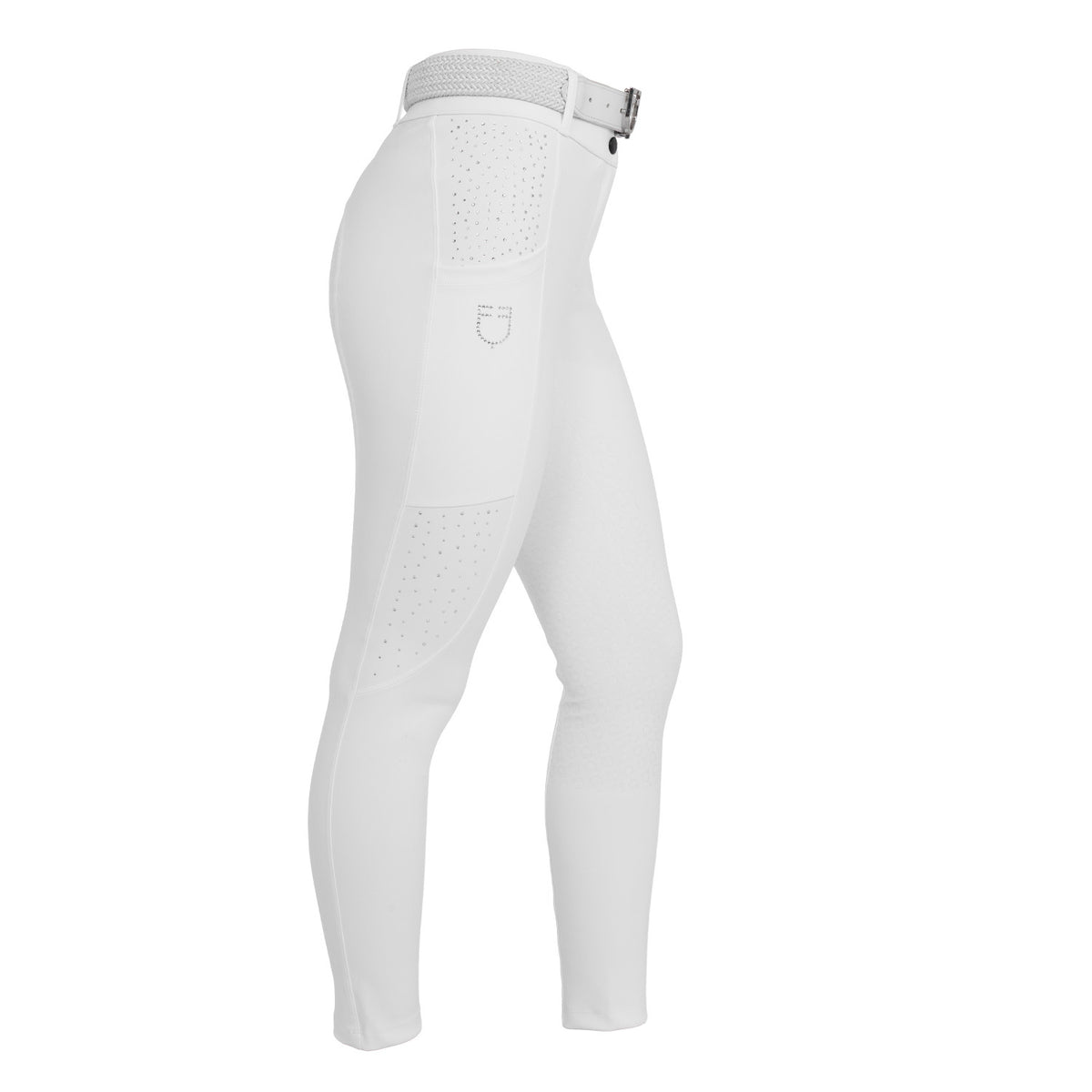 Equestro Women's high-waisted full grip breeches with rhinestones