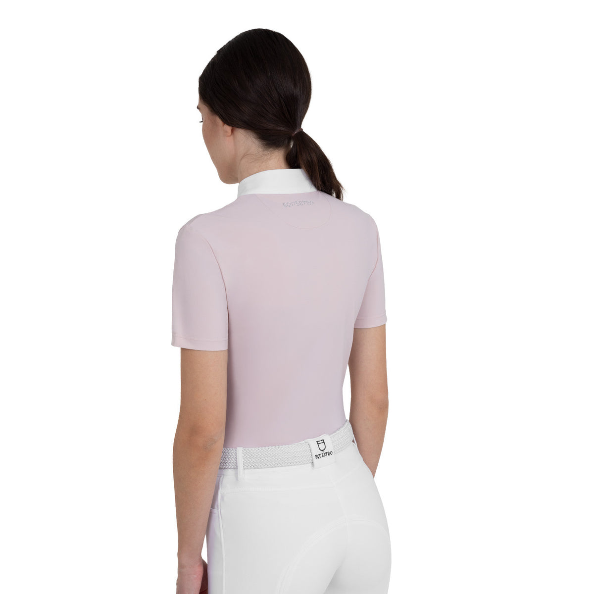 Equestro Women's short-sleeved competition polo shirt with rhinestones