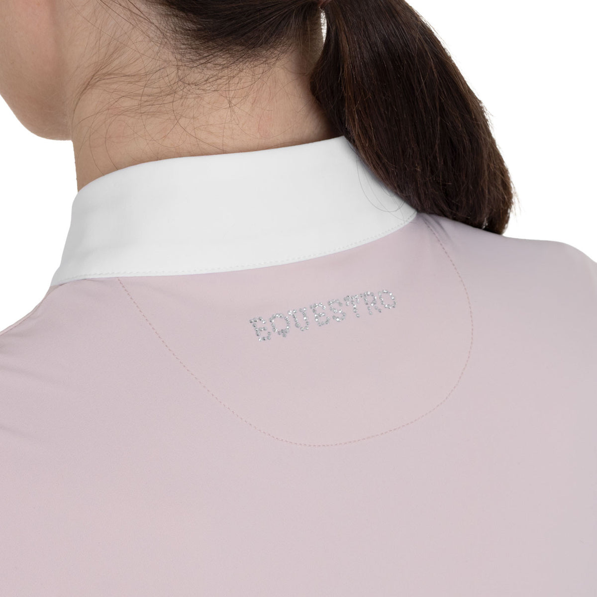 Equestro Women's short-sleeved competition polo shirt with rhinestones
