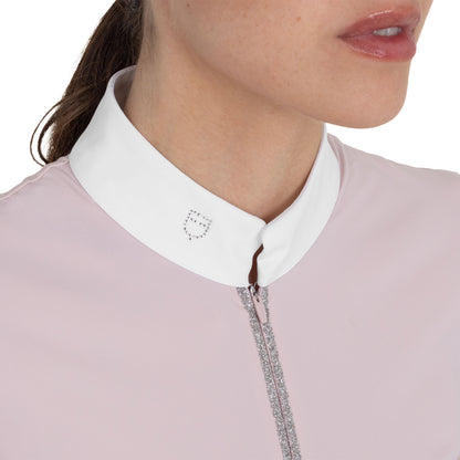 Equestro Women's short-sleeved competition polo shirt with rhinestones