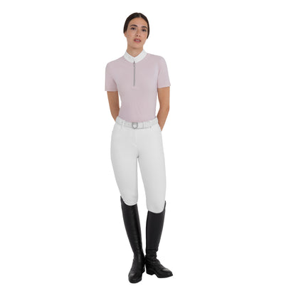 Equestro Women's short-sleeved competition polo shirt with rhinestones