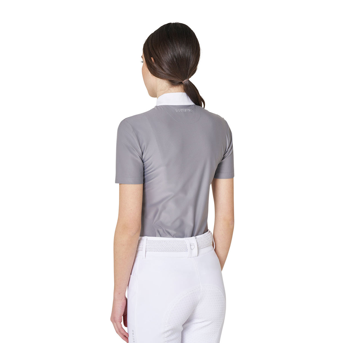 Equestro Women's short-sleeved competition polo shirt with rhinestones