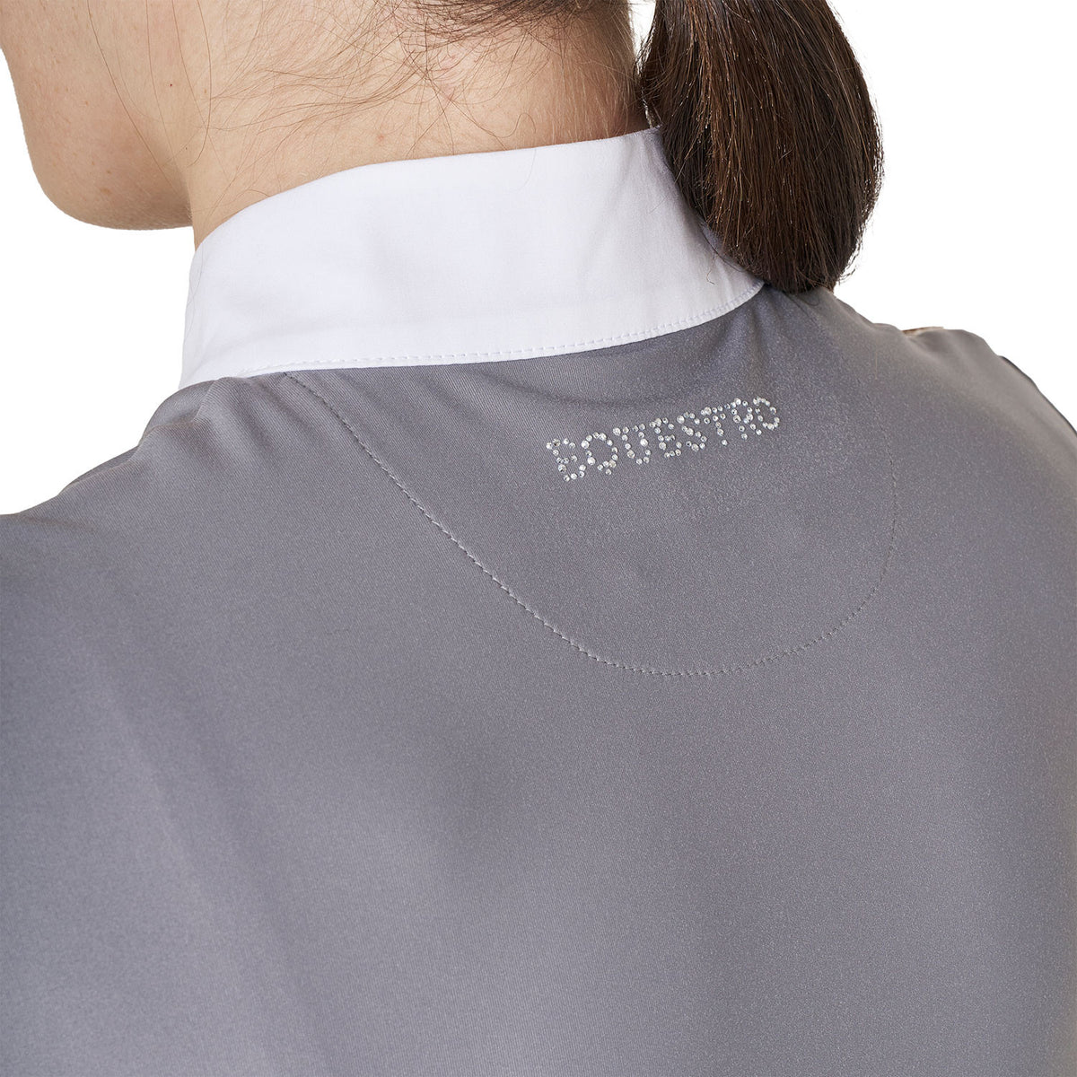 Equestro Women's short-sleeved competition polo shirt with rhinestones