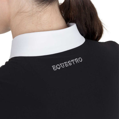 Equestro Women's short-sleeved competition polo shirt with rhinestones