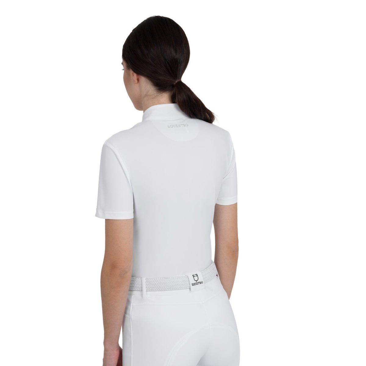 Equestro Women's short-sleeved competition polo shirt with rhinestones