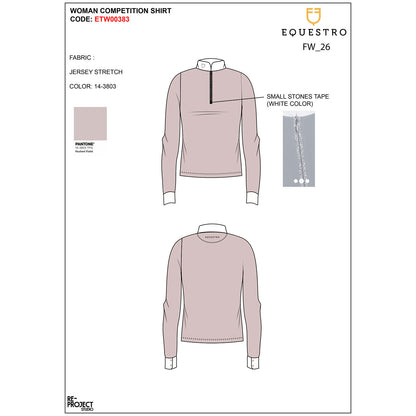 Equestro Women's long-sleeved competition polo shirt with rhinestones