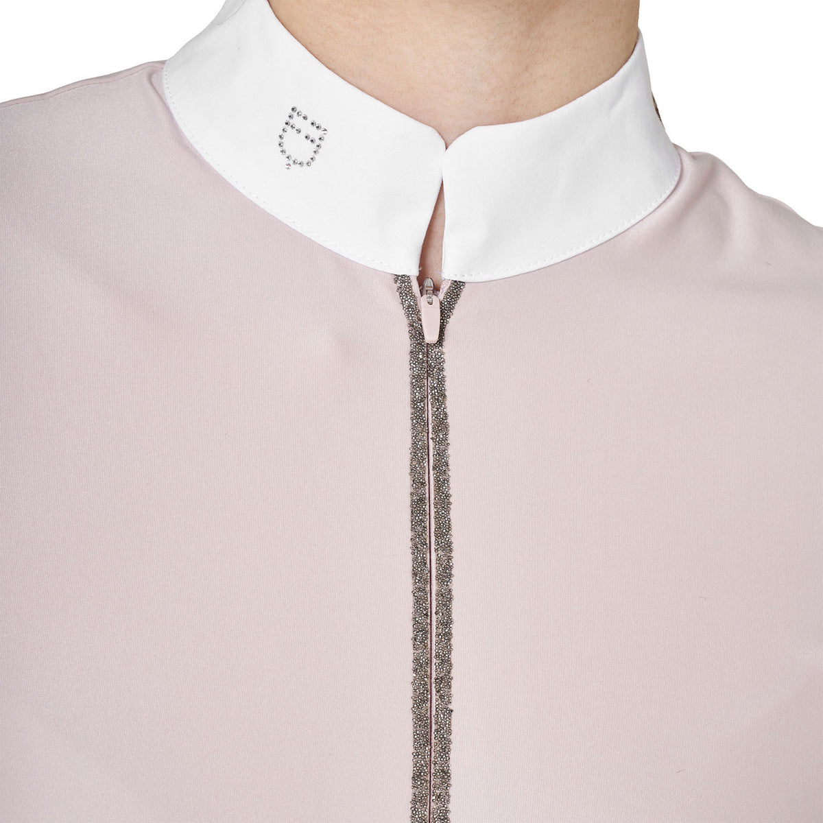 Equestro Women's long-sleeved competition polo shirt with rhinestones