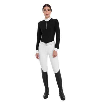 Equestro Women's long-sleeved competition polo shirt with rhinestones