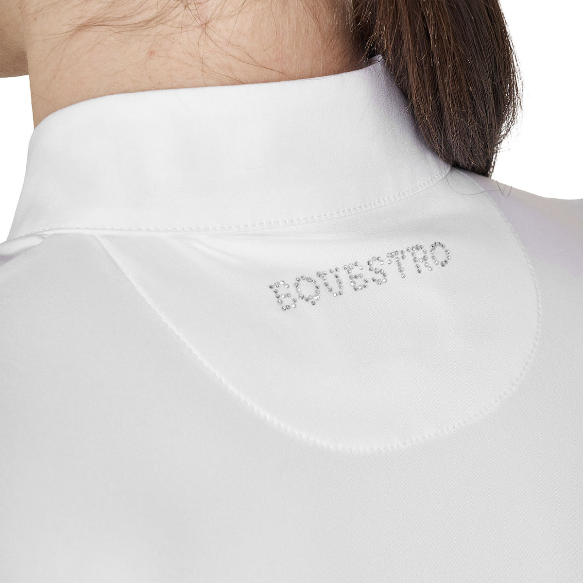 Equestro Women's long-sleeved competition polo shirt with rhinestones