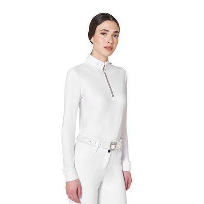 Equestro Women's long-sleeved competition polo shirt with rhinestones