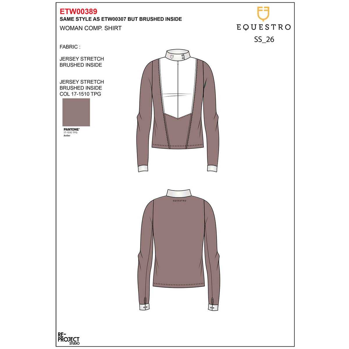 Equestro Women's competition polo shirt in winter technical fabric