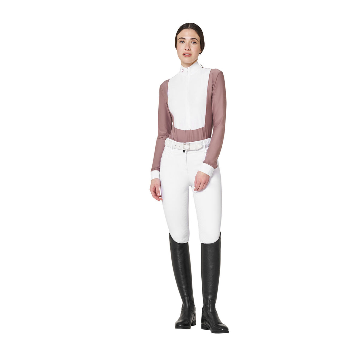 Equestro Women's competition polo shirt in winter technical fabric